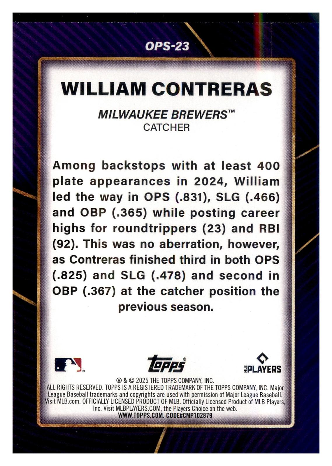 2025 Topps #OPS-23 William Contreras OPS Leaders
