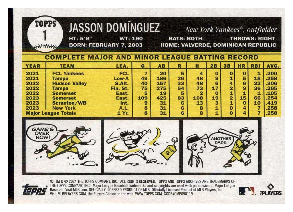 2024 Topps Archives #1 Jasson Domínguez RC