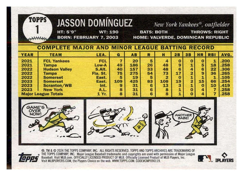 2024 Topps Archives #1 Jasson Domínguez RC
