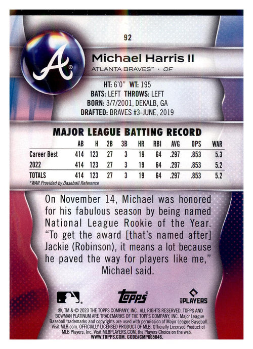 2023 Bowman Platinum #92 Michael Harris II RC