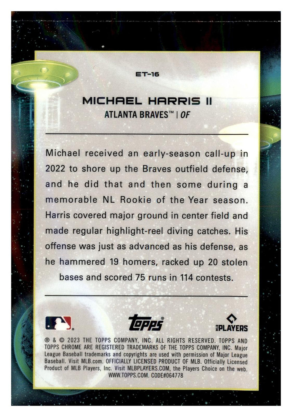 2023 Topps Chrome Cosmic #ET-16 Michael Harris II Extraterrestrial Talent