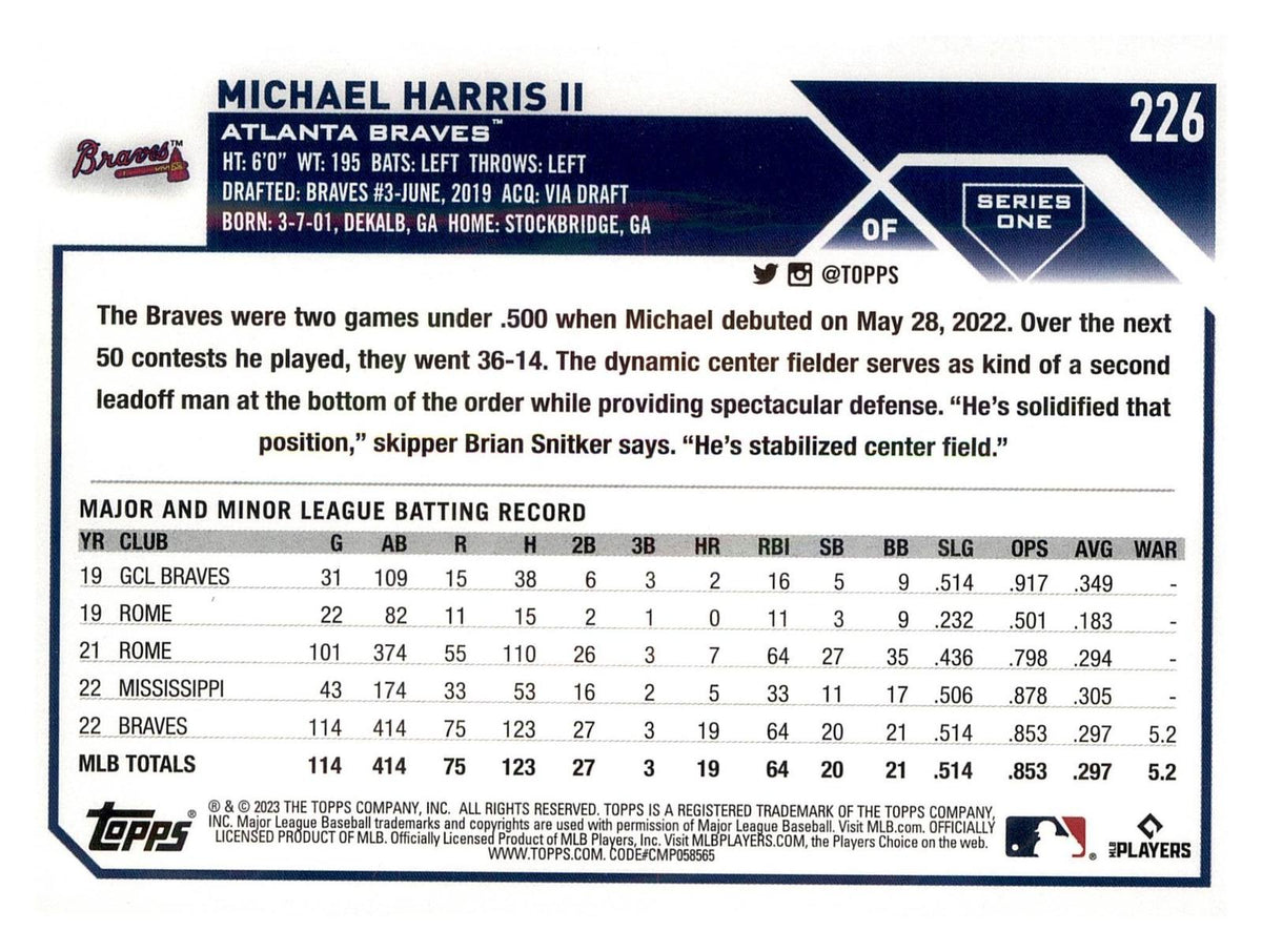 2023 Topps #226 Michael Harris II RC