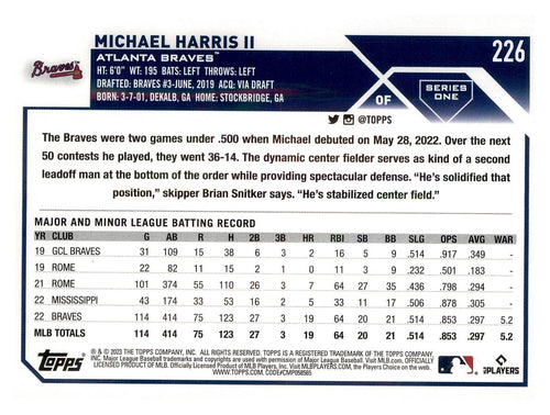 2023 Topps #226 Michael Harris II RC