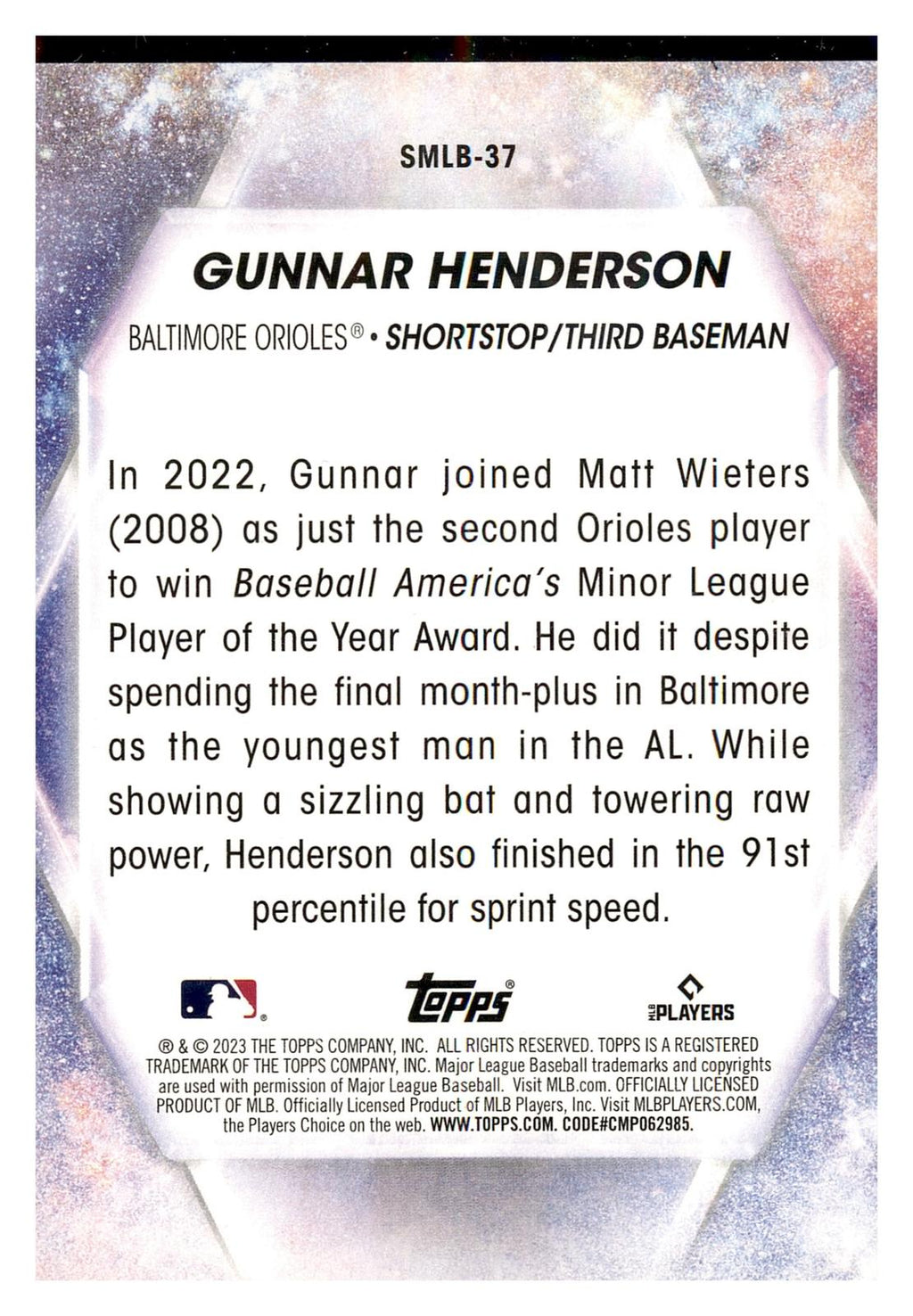 2023 Topps #SMLBC-37 Gunnar Henderson Stars of MLB Chrome