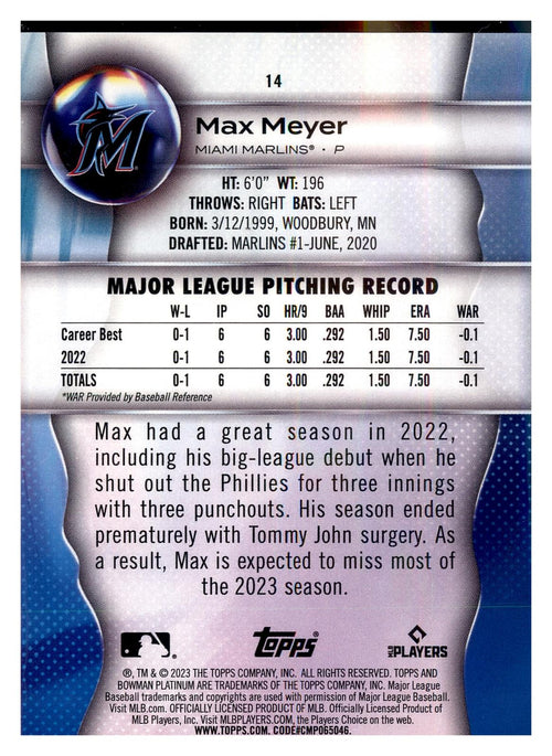 2023 Bowman Platinum #14 Max Meyer RC
