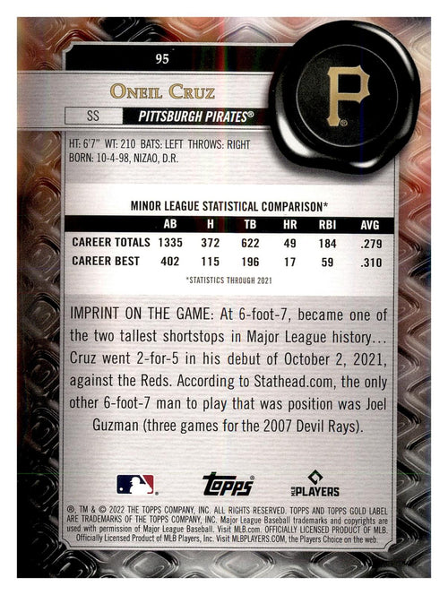 2022 Topps Gold Label #95 Oneil Cruz