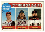 2018 Topps Heritage #12 2017 NL K Leaders (Scherzer/deGrom/Ray)